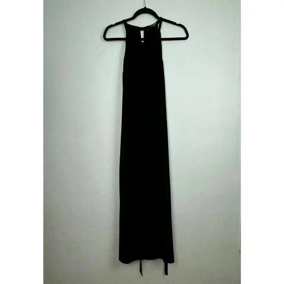 Eileen Fisher Halter Maxi Dress Womens Size Large Black Easy Care Front Cutout - Picture 4 of 7